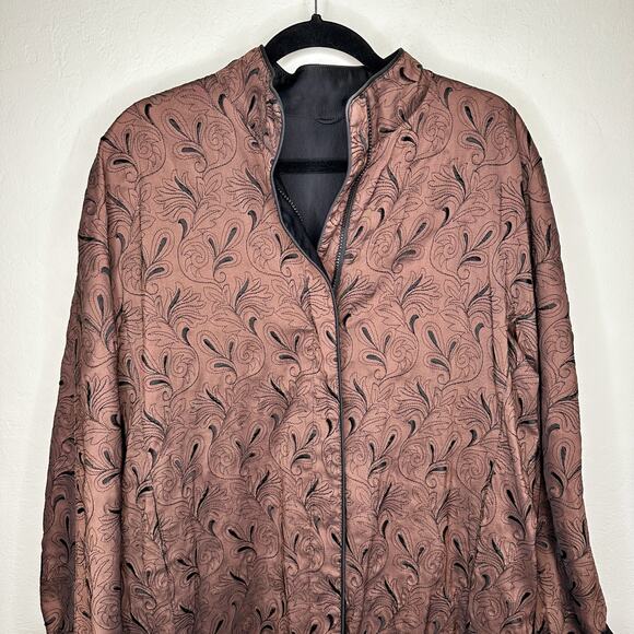 VTG Mycra Pac Floral Embroidered Zip Front Reversible Rain Jacket Coat Med Large - Picture 5 of 15